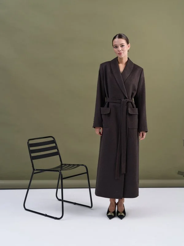 Пальто-халат (шерсть/кашемир) цв. коричневый - в фирменном магазине спортивной одежды Brillante.by