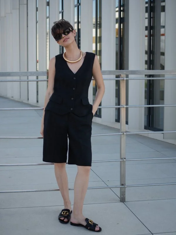 Жилет льняной цвет черный - в фирменном магазине спортивной одежды Brillante.by