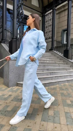 Купить Брюки из льна цвет Голубой в фирменном магазине спортивной одежды Brillante.by