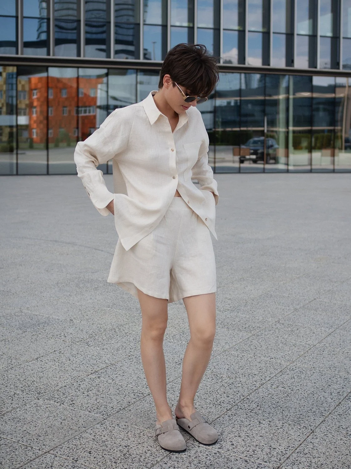 Рубашка льняная цвет Сливочное масло