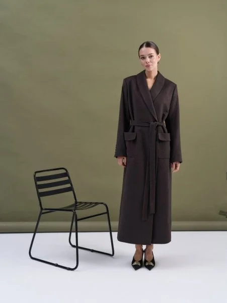 Пальто-халат (шерсть/кашемир) цв. коричневый - в фирменном магазине спортивной одежды Brillante.by