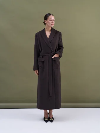 Купить Пальто-халат (шерсть/кашемир) цв. коричневый в фирменном магазине спортивной одежды Brillante.by