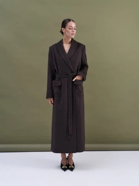 Пальто-халат (шерсть/кашемир) цв. коричневый - в фирменном магазине спортивной одежды Brillante.by