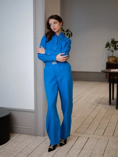 Брюки  из льна цвет Василёк - в фирменном магазине спортивной одежды Brillante.by