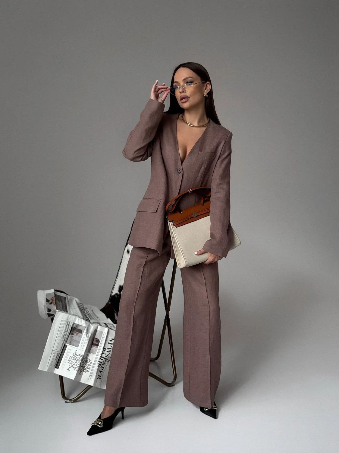 Жакет без воротника цвет Сливочное какао