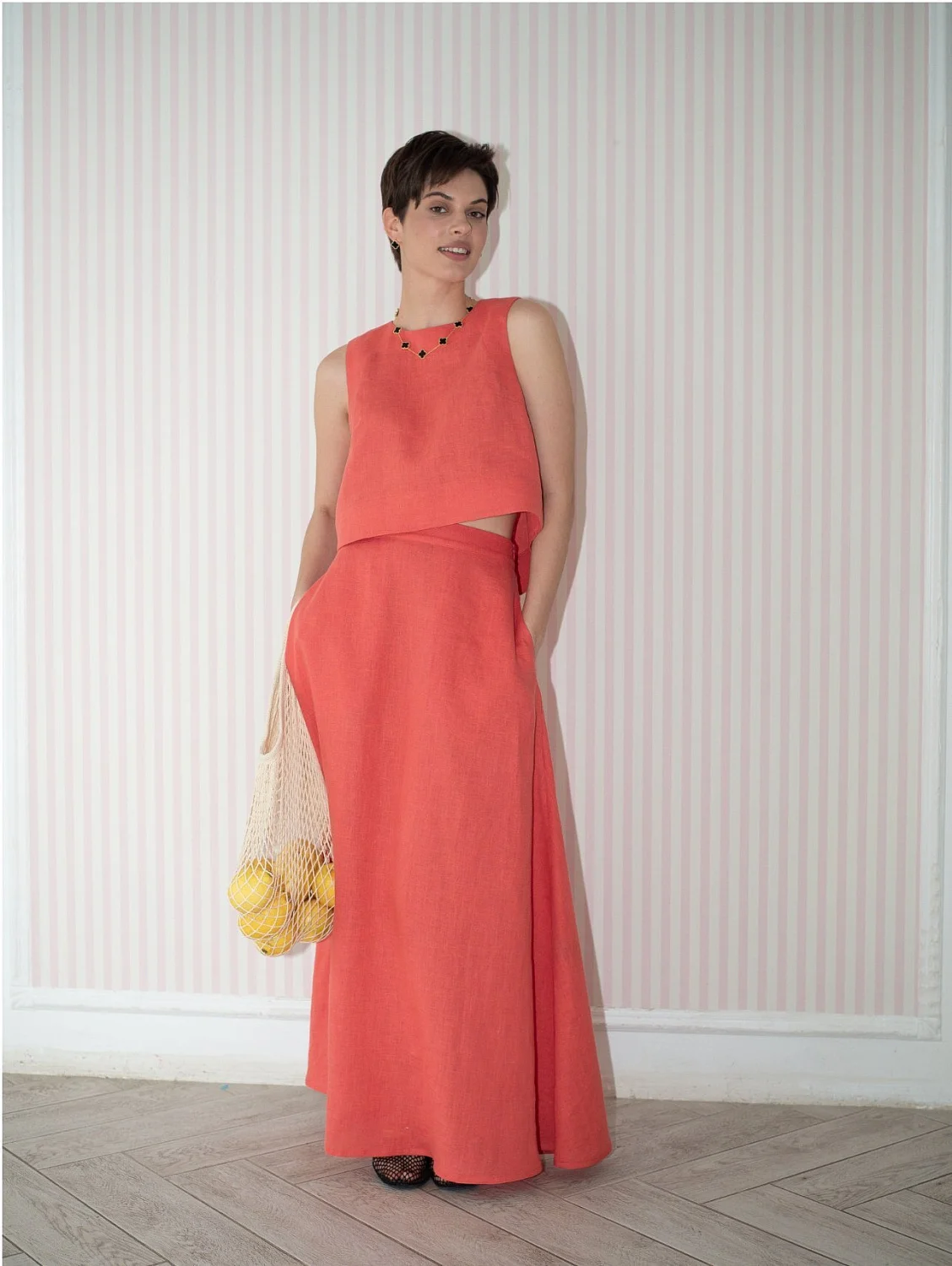 Юбка цвет коралл