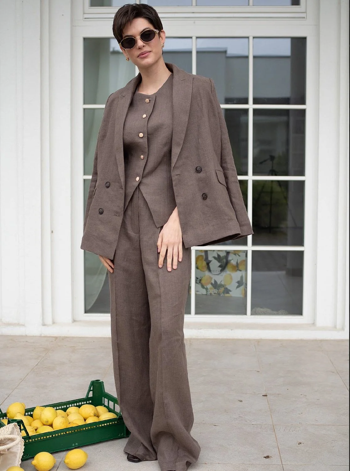 Жакет двубортный цвет шоколад