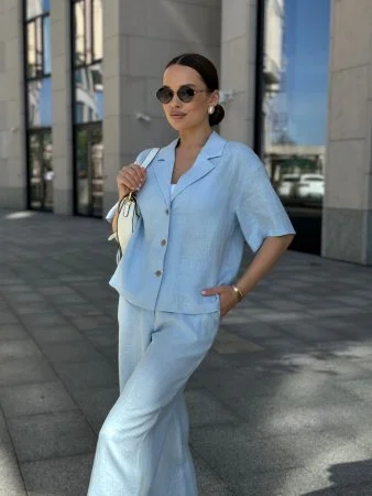 Купить Костюм с рубашкой с укороченным рукавом цвет Небесный в фирменном магазине спортивной одежды Brillante.by