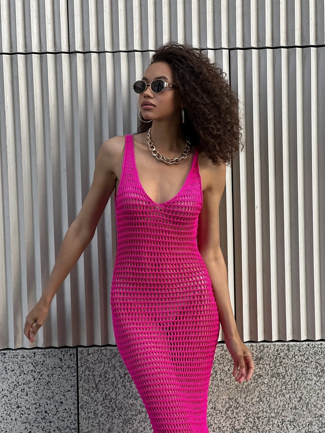 Туника пляжная цвет Неон Пинк