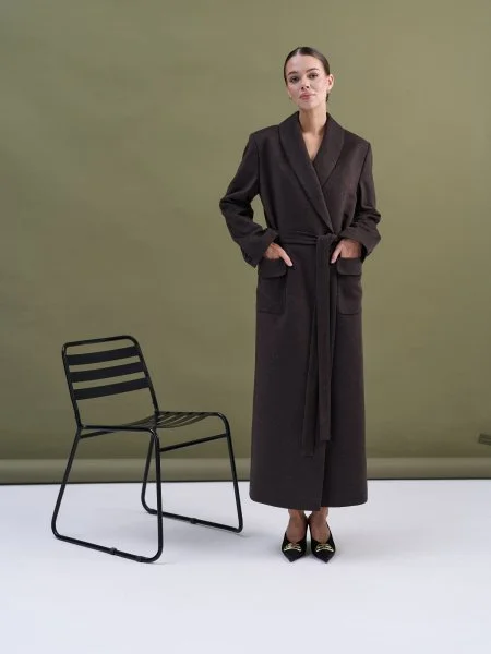 Пальто-халат (шерсть/кашемир) цв. коричневый - в фирменном магазине спортивной одежды Brillante.by