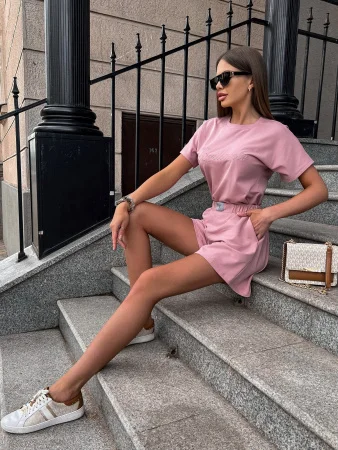 Купить Костюм женский с шортами Пудра в фирменном магазине спортивной одежды Brillante.by