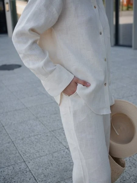 Брюки  из льна цвет Сливочное масло - в фирменном магазине спортивной одежды Brillante.by