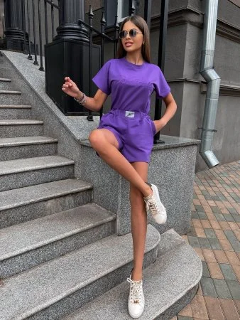 Купить Костюм женский с шортами Фиолетовый в фирменном магазине спортивной одежды Brillante.by