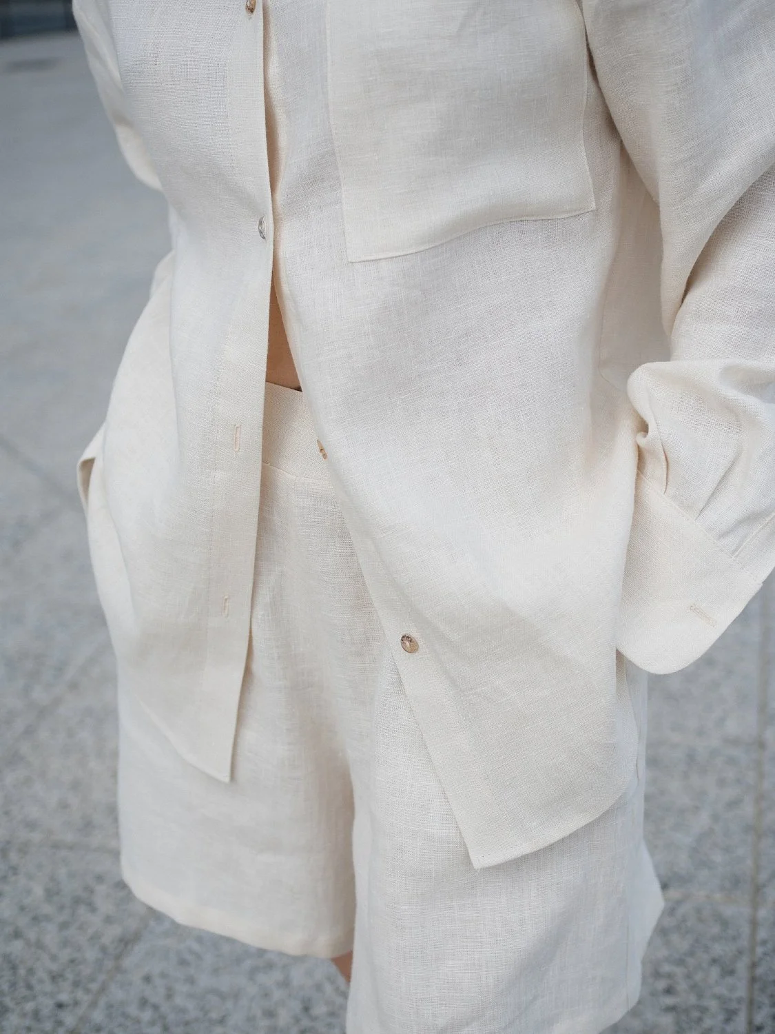 Рубашка льняная цвет Сливочное масло