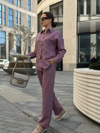 Купить Рубашка льняная цвет CИРЕНЬ в фирменном магазине спортивной одежды Brillante.by