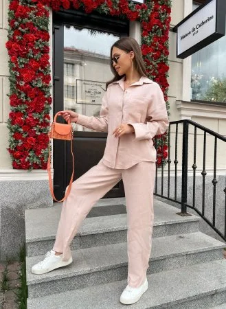 Купить Рубашка льняная цвет БЕЖЕВЫЙ в фирменном магазине спортивной одежды Brillante.by