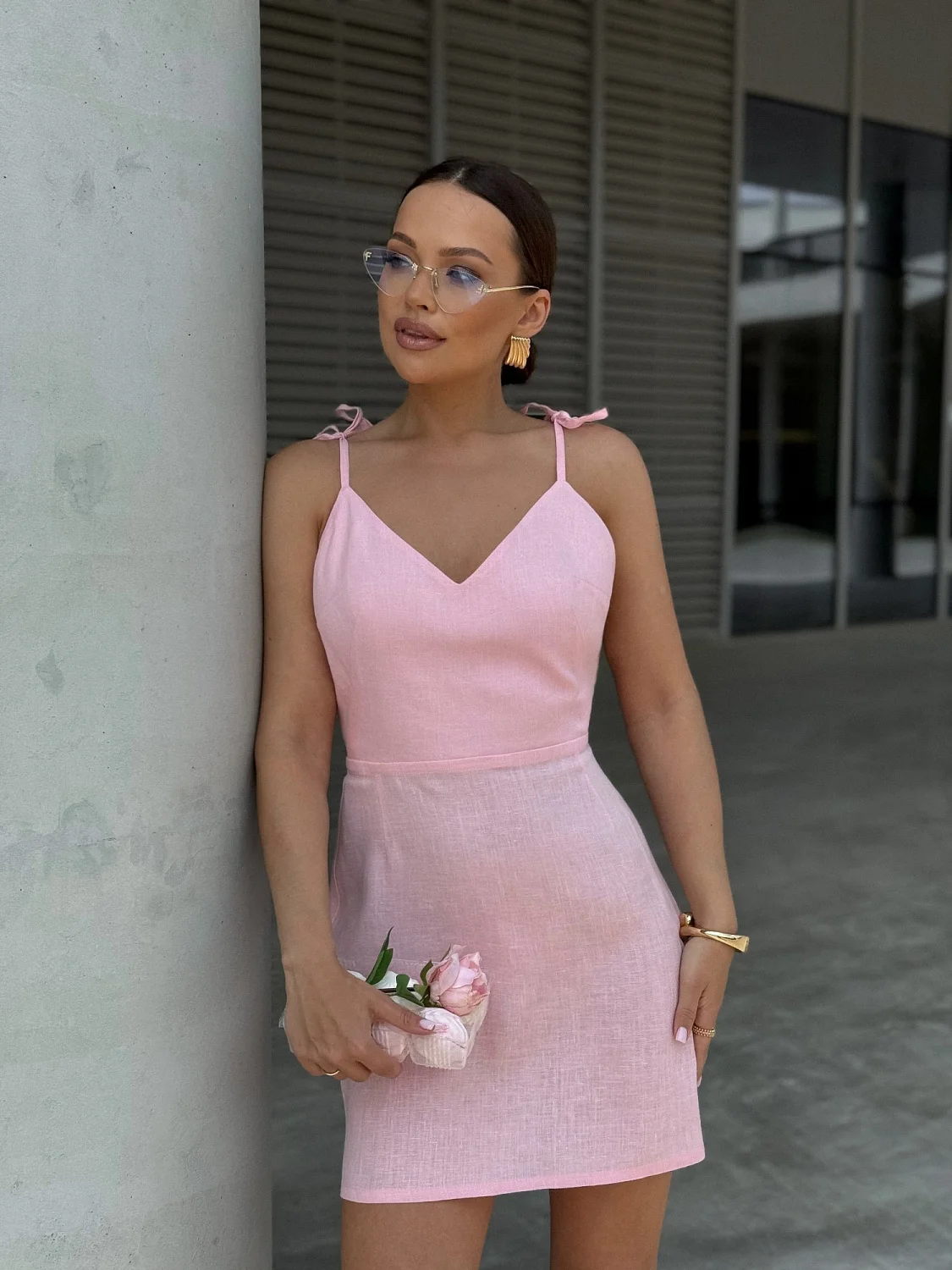 Платье Petra с открытой спиной цв.розовый