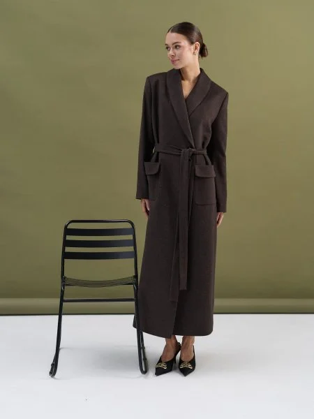 Пальто-халат (шерсть/кашемир) цв. коричневый - в фирменном магазине спортивной одежды Brillante.by