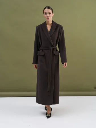 Купить Пальто-халат (шерсть/кашемир) цв. коричневый в фирменном магазине спортивной одежды Brillante.by