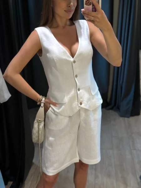 Жилет льняной цвет белый - в фирменном магазине спортивной одежды Brillante.by