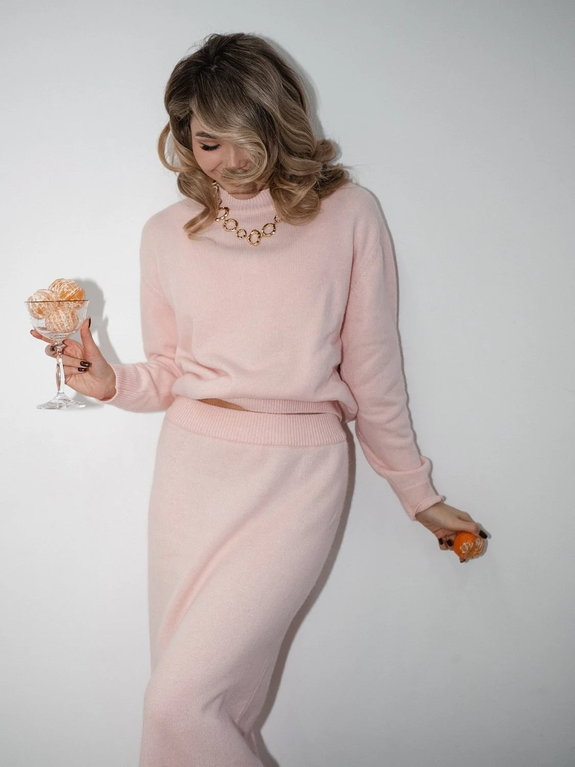 Костюм ангоровый "Алло Галочка" цвет персиков-Розовый