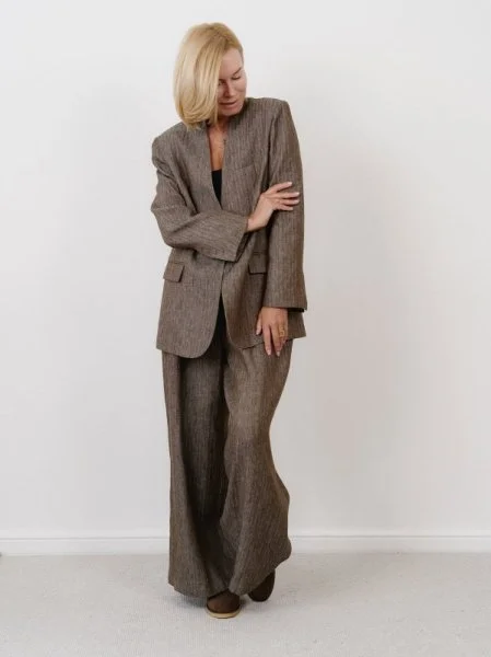 Брюки  цв.коричневый , рис. елочка - в фирменном магазине спортивной одежды Brillante.by