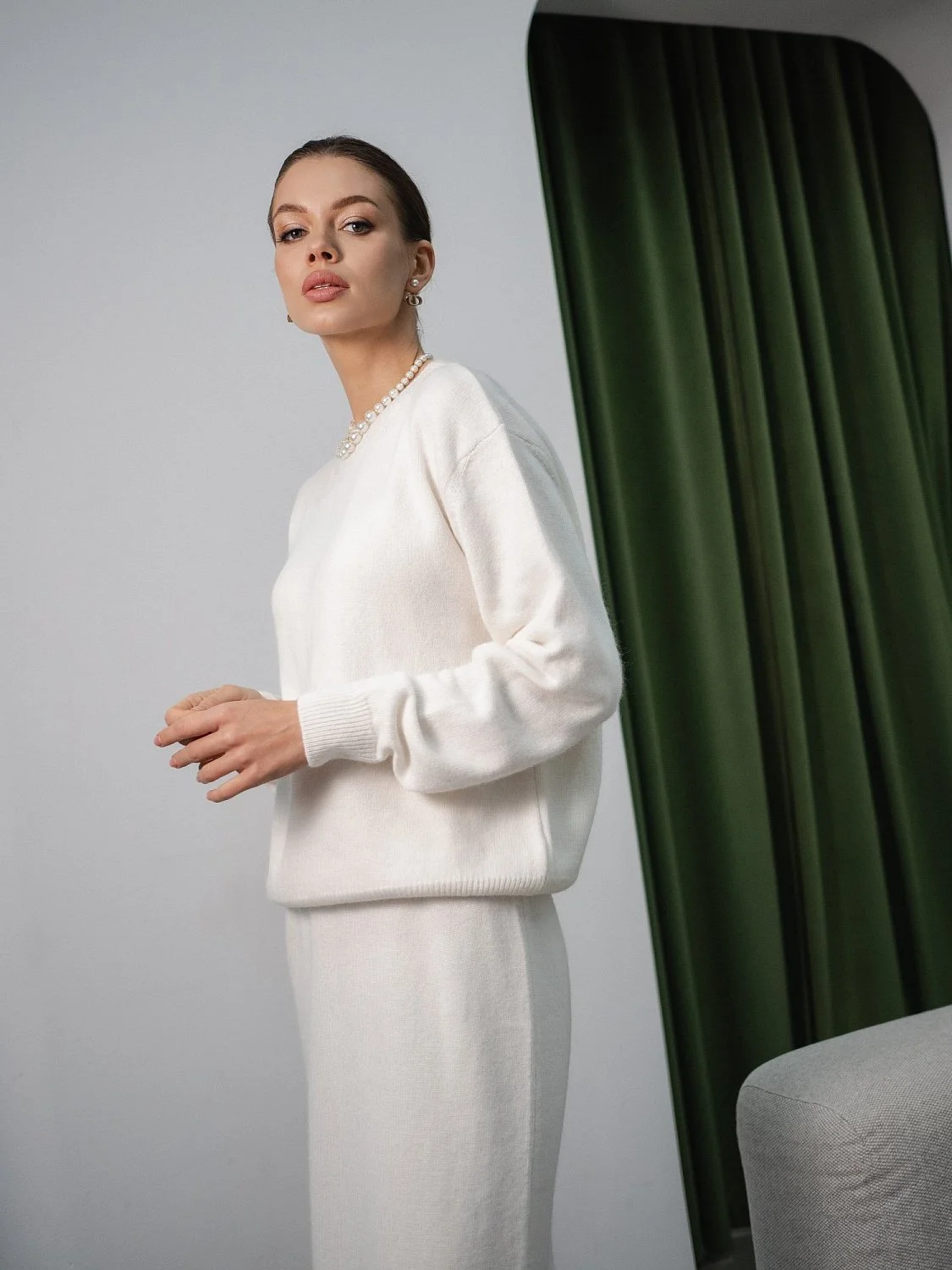 Костюм ангоровый "Алло Галочка" цвет Молочный