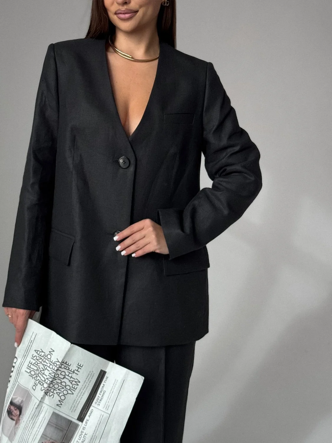 Жакет без воротника цвет Черный