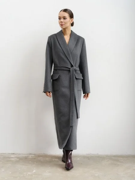 Пальто-халат (шерсть 100%) цв.серый - в фирменном магазине спортивной одежды Brillante.by