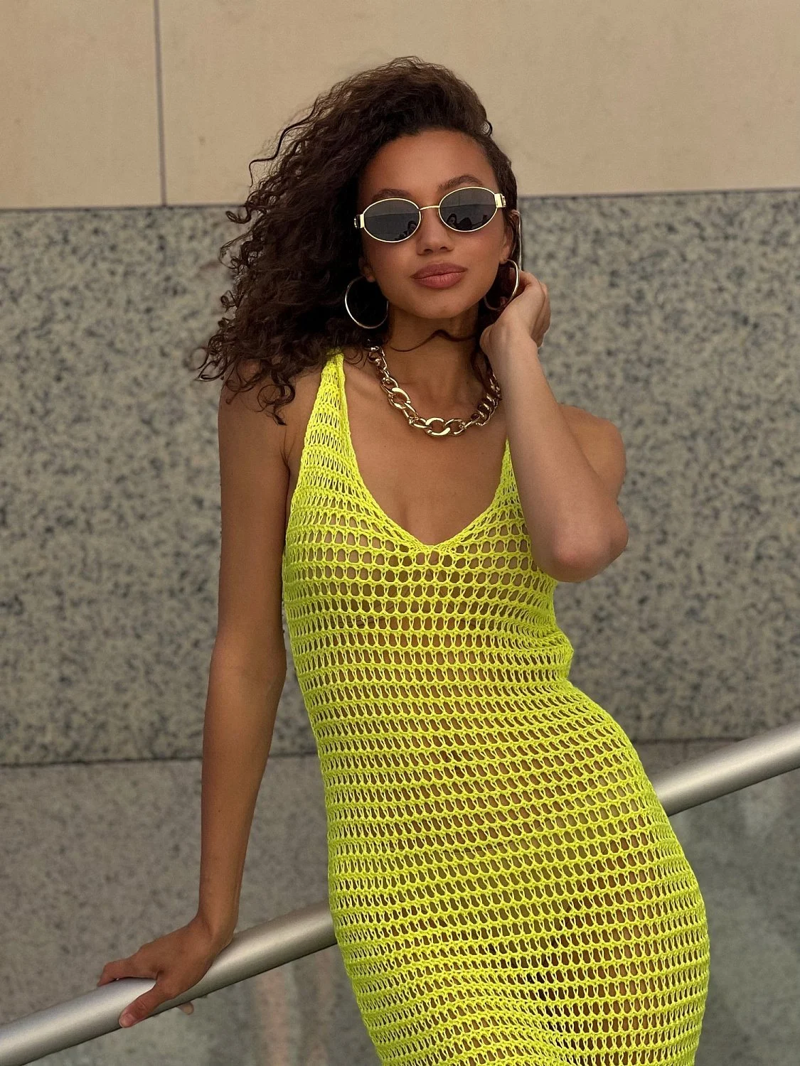 Туника пляжная цвет Неон лайм