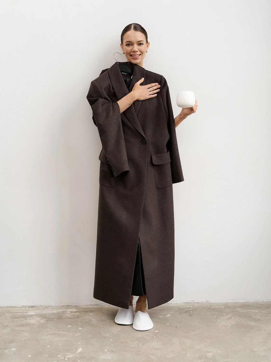 Пальто-халат (шерсть/кашемир) цв. коричневый
