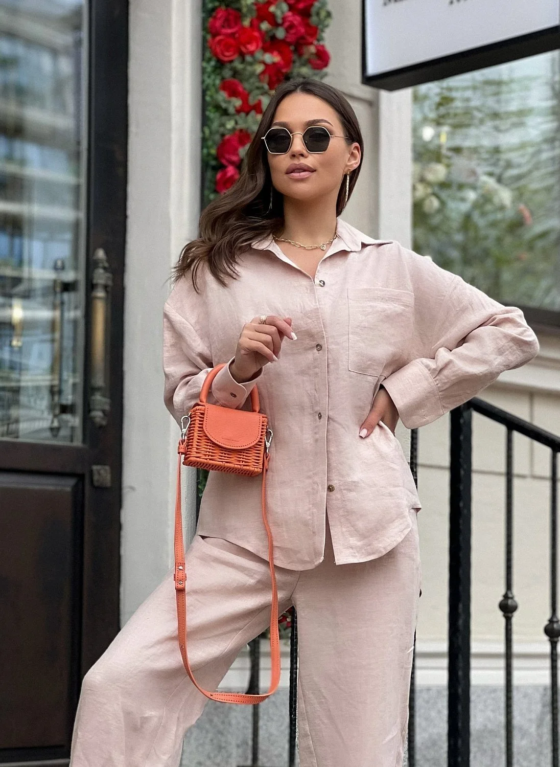 Рубашка льняная цвет БЕЖЕВЫЙ