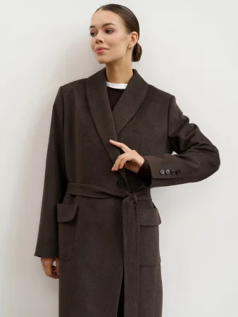 Купить Пальто-халат (шерсть/кашемир) цв. коричневый в фирменном магазине спортивной одежды Brillante.by
