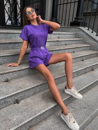 Купить Костюм женский с шортами Фиолетовый в фирменном магазине спортивной одежды Brillante.by