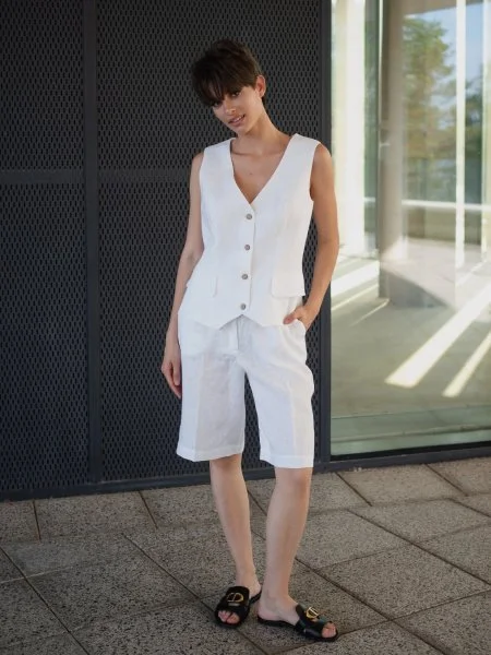 Бермуды льняные цвет белый - в фирменном магазине спортивной одежды Brillante.by