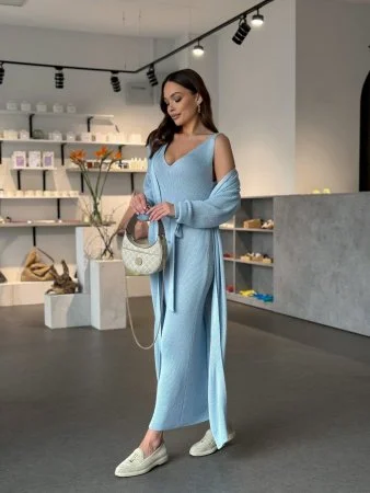 Купить Комплект COZY серебристо-голубой ( кардиган и платье можно купить отдельно) в фирменном магазине спортивной одежды Brillante.by