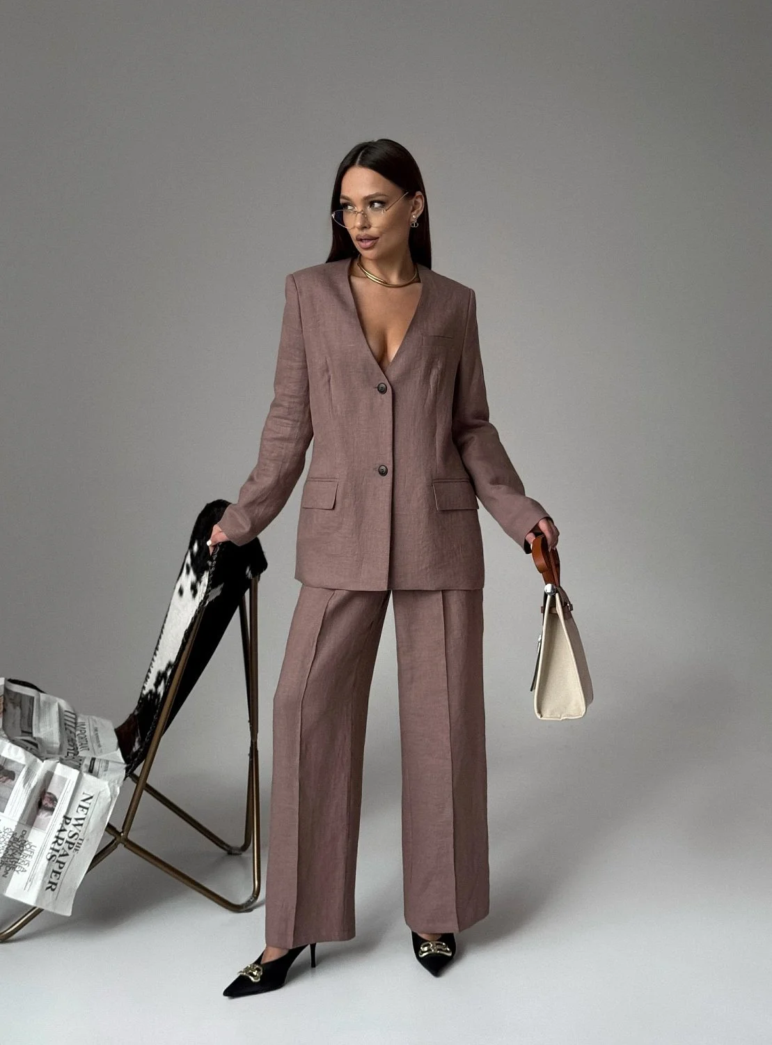 Жакет без воротника цвет Сливочное какао