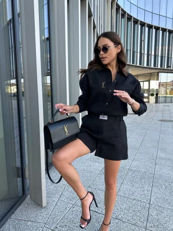 Купить Шорты из льна цвет ЧЕРНЫЙ в фирменном магазине спортивной одежды Brillante.by