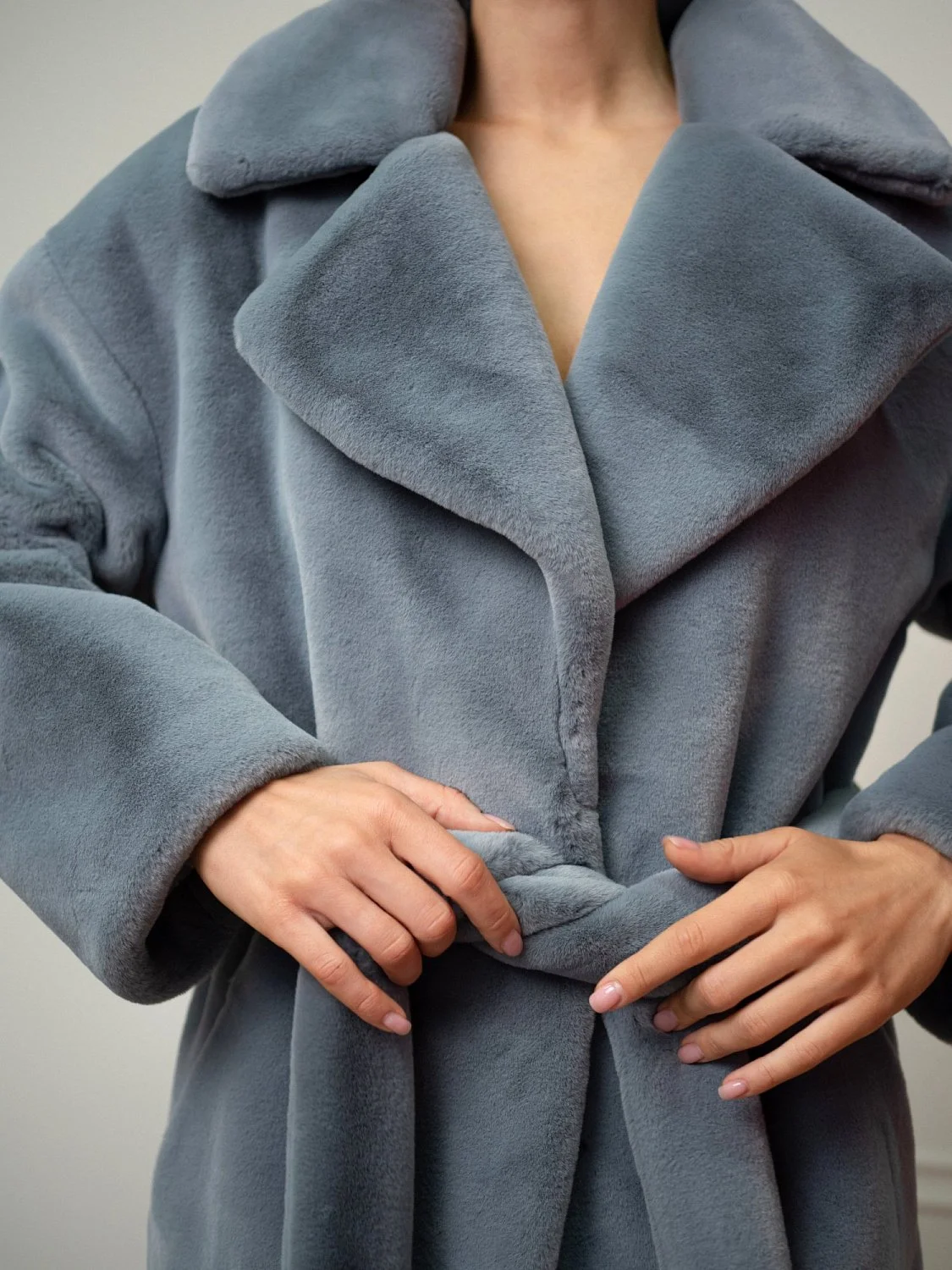 Шуба халат цвет Серо-голубой