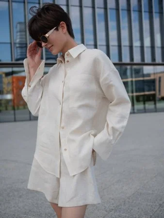 Купить Рубашка льняная цвет Сливочное масло в фирменном магазине спортивной одежды Brillante.by