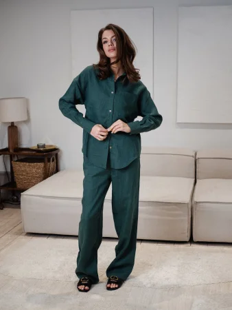 Купить Брюки  из льна цвет Изумруд в фирменном магазине спортивной одежды Brillante.by