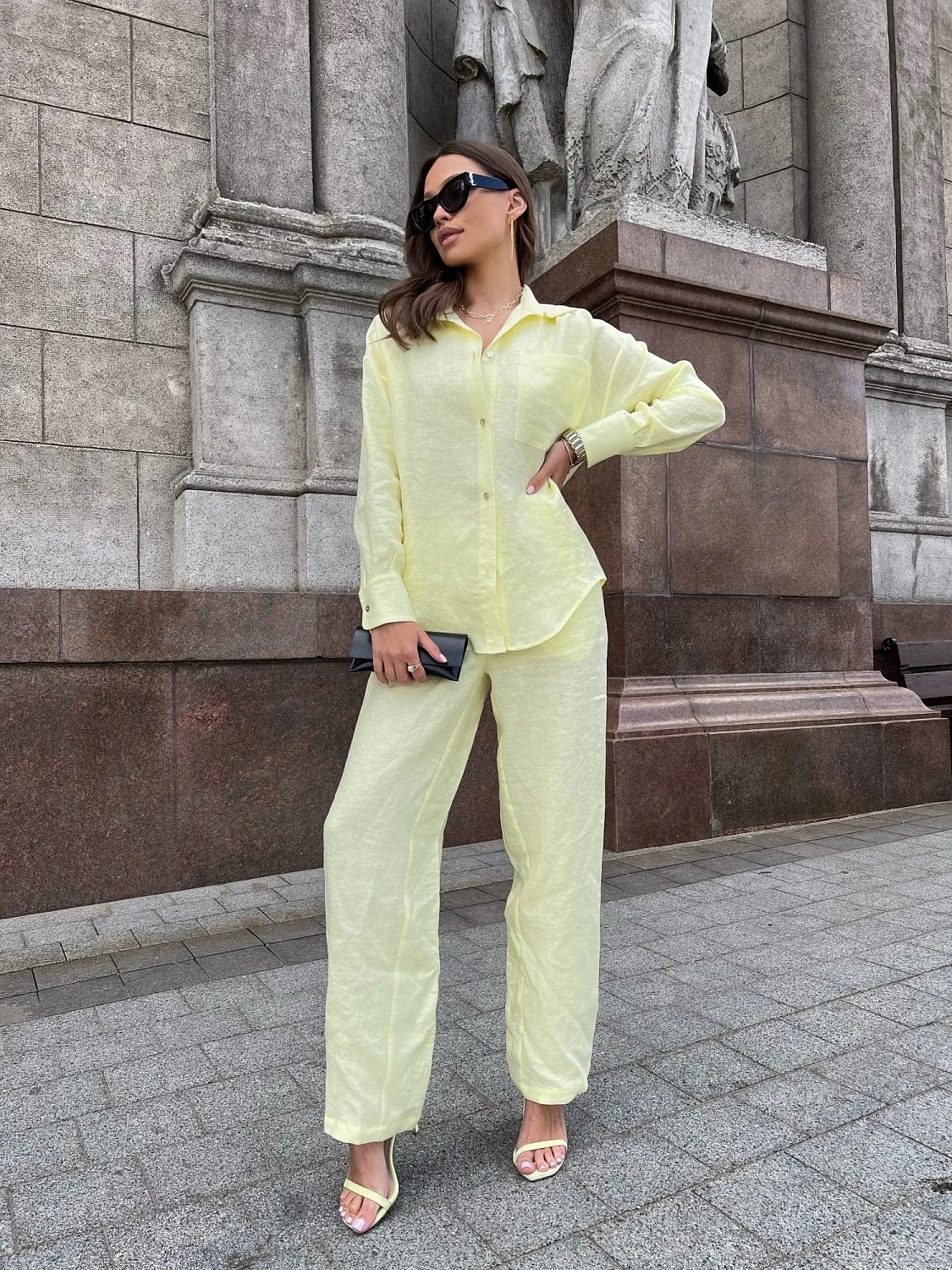 Брюки  из льна цвет Лимонад