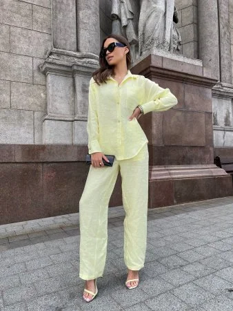 Купить Брюки  из льна цвет Лимонад в фирменном магазине спортивной одежды Brillante.by