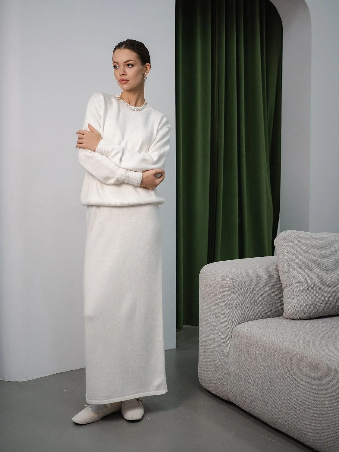 Костюм ангоровый "Алло Галочка" цвет Молочный