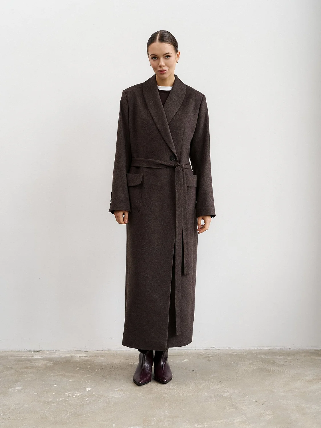 Пальто-халат (шерсть/кашемир) цв. коричневый
