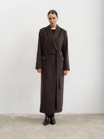 Купить Пальто-халат (шерсть/кашемир) цв. коричневый в фирменном магазине спортивной одежды Brillante.by