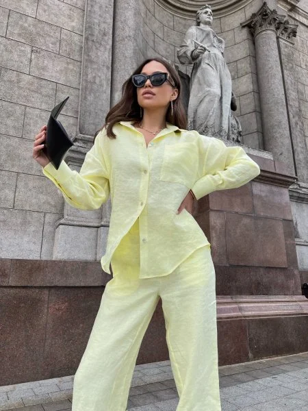 Брюки  из льна цвет Лимонад - в фирменном магазине спортивной одежды Brillante.by