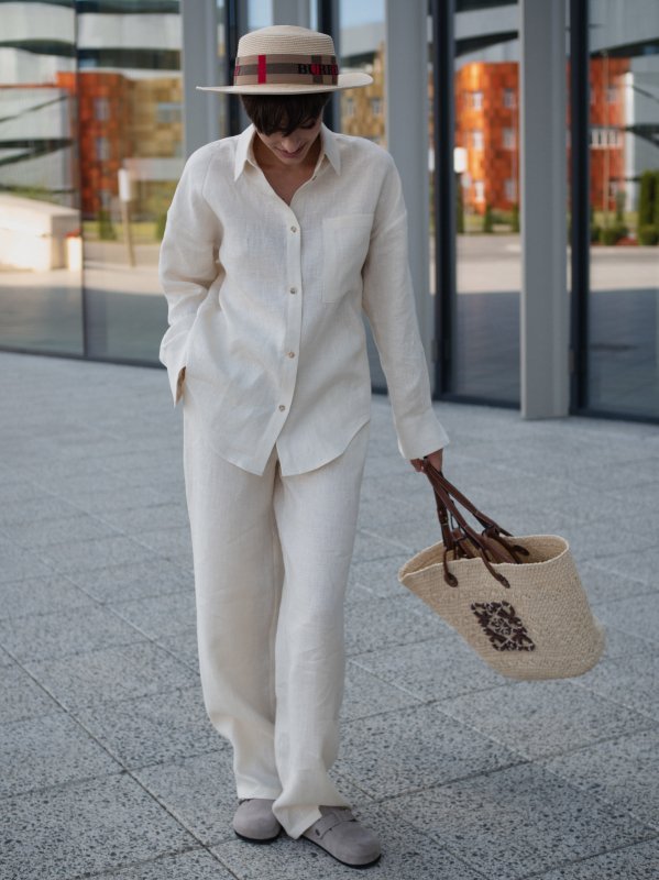 Брюки  из льна цвет Сливочное масло - в фирменном магазине спортивной одежды Brillante.by