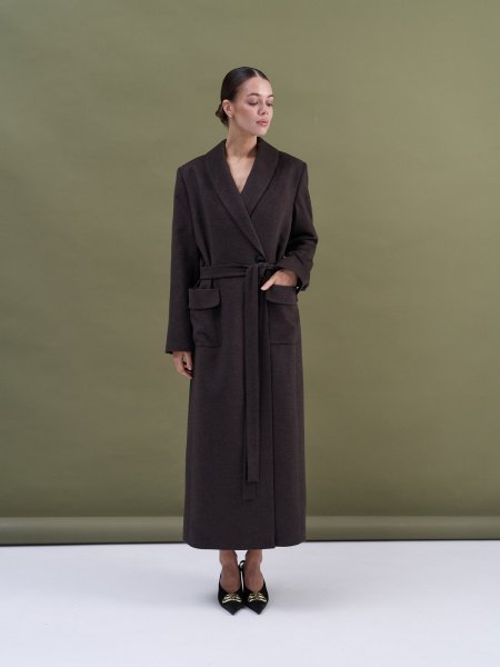 Пальто-халат (шерсть/кашемир) цв. коричневый - в фирменном магазине спортивной одежды Brillante.by